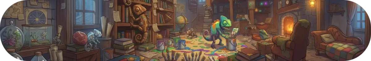 Meccha Chameleon illustrated scene
